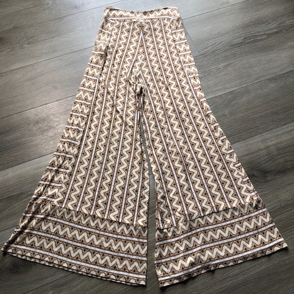 Anthropology Farm Rio Orange Brown Striped Wide Leg Palazzo Pants Size Small - Picture 3 of 10